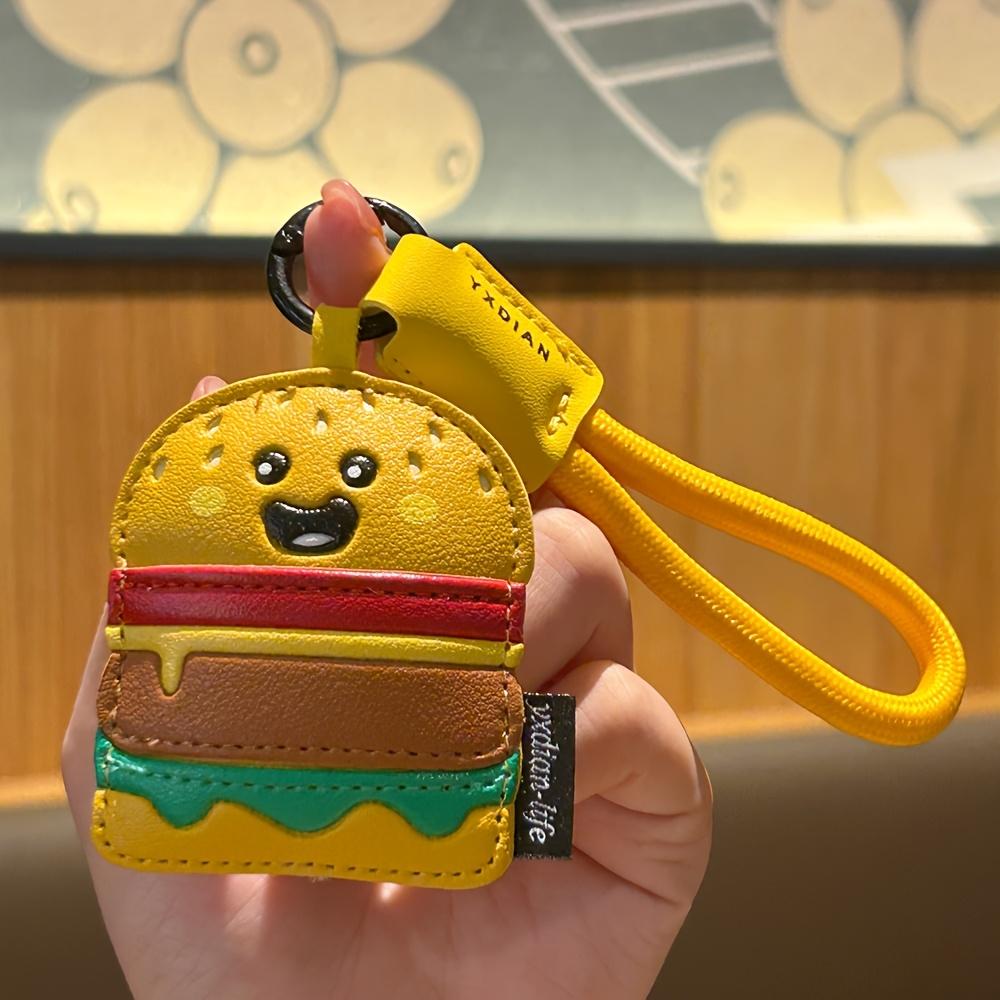 MINISO Cartoon Burger Mini Pendant Food PU Leather Keychain Burger Pizza Donut Food Bag Accessories