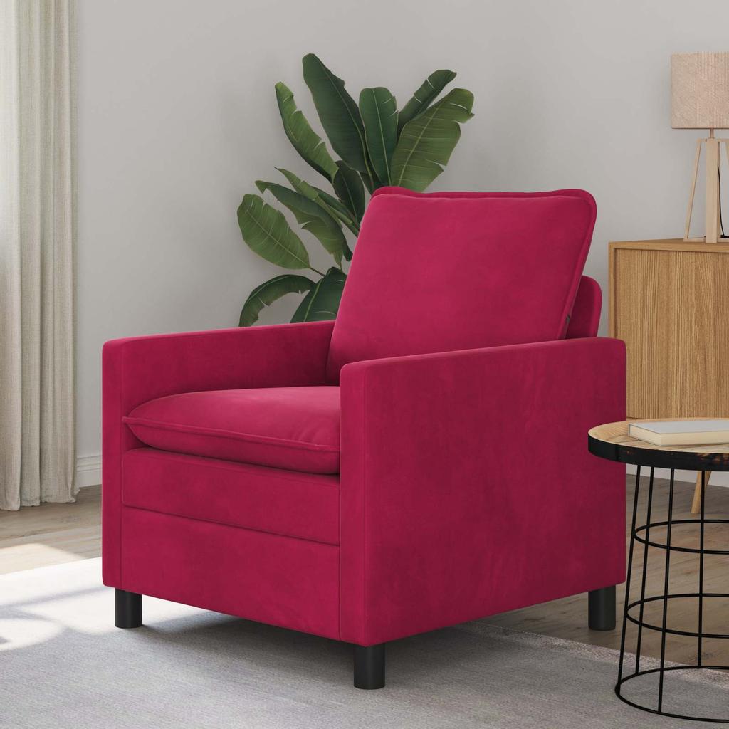 Sofa In Wine Red 76 X 81 X 87.5 Cm Velvet