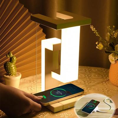 LED-Anti-Schwerkraft-Nachtlicht mit 10-W-Wireless-Ladegerät, Schreibtischlampe, dimmbare LED-Tischlampe für Schlafzimmer-Nachttischdekor