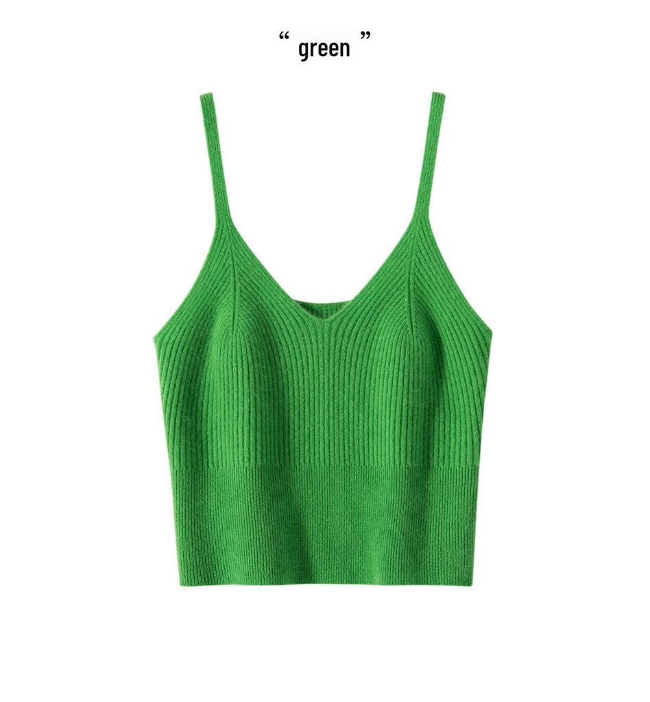 Women's 100% Cashmere V-Neck Knit Camisole – Slim Fit, Fashionable Outerwear in Multiple Colors