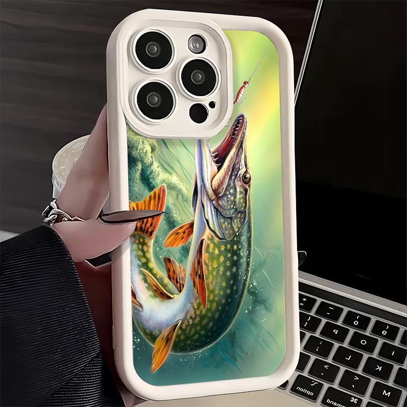 Phone Case for iPhone 17 Air 16E 15 16 Pro Max Carp Fish Fishing Rod Cover 14 Plus 13 12 Mini Soft Shell Silicone Fundas