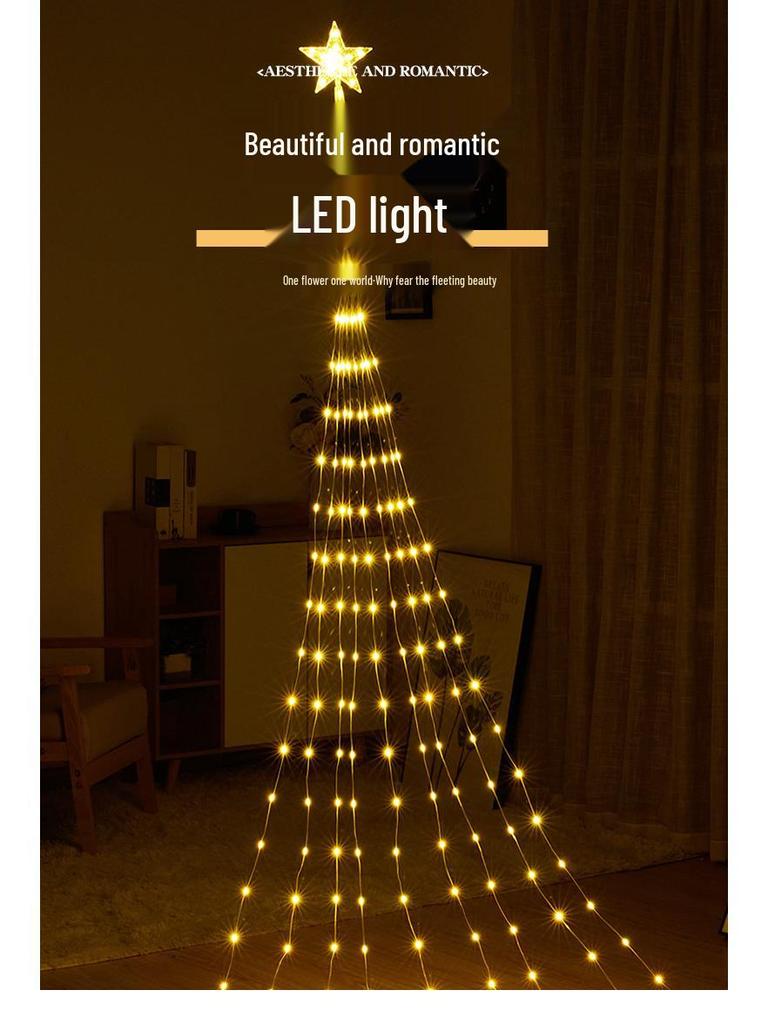 LED Star Waterfall Lights Outdoor Christmas Courtyard Decoration