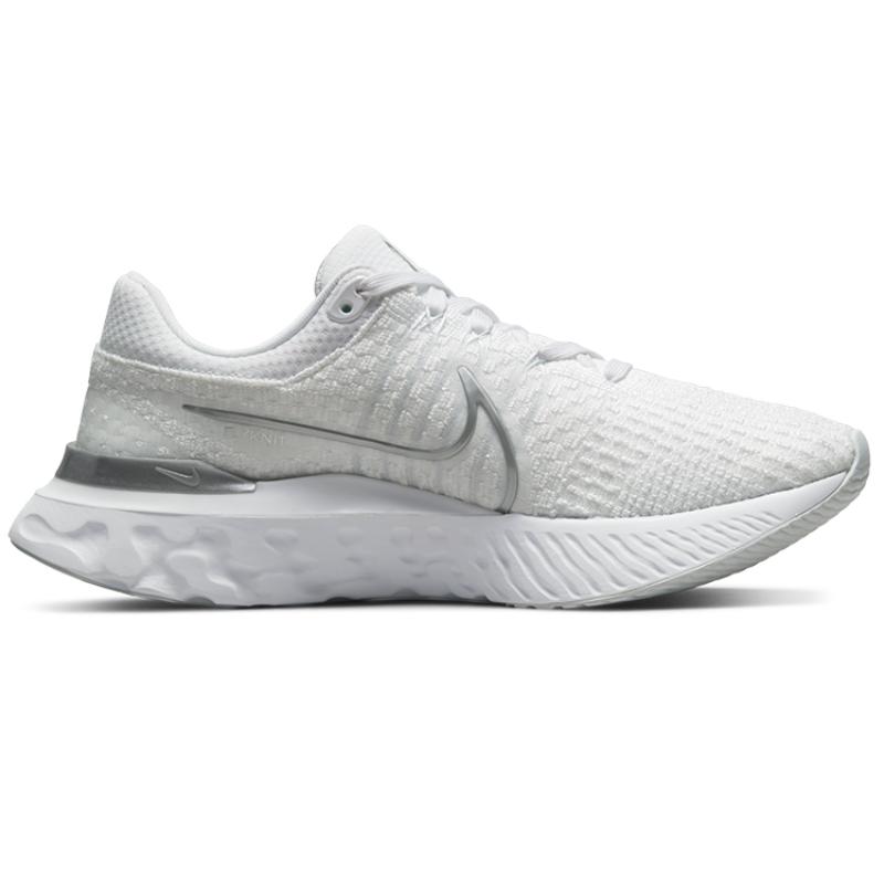 Nike React Infinity Run Flyknit 3 White Metallic Silver Women's Sneakers DD3024-101