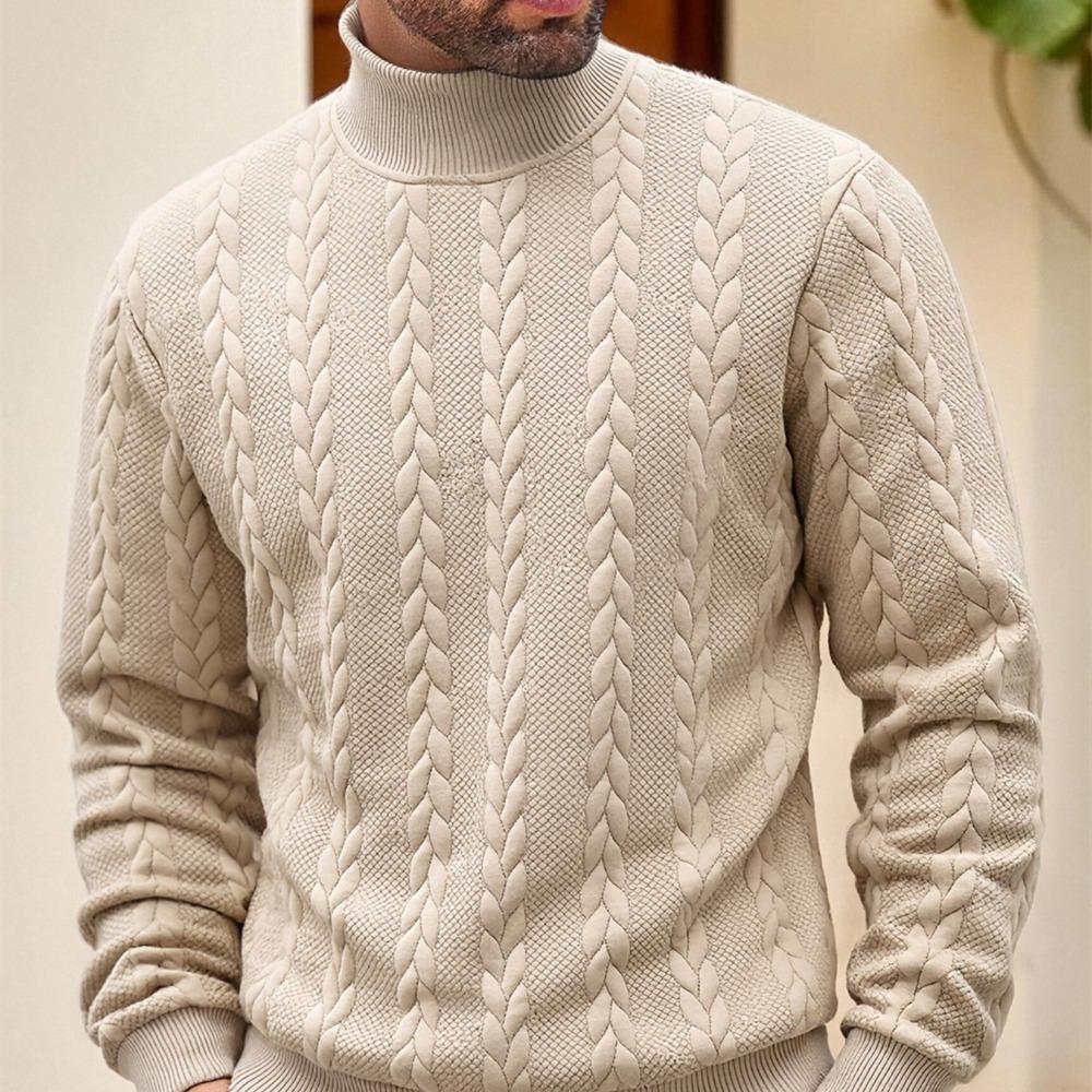 Men'S Sweater Turtleneck Warm Knitted Pullover Cable Knit Sweater Men'S Top Autumn and Winter Commuting Fashion Top Casual Dating Daily