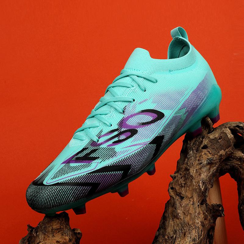 Football shoes men's AG spikes seamless fly-woven outdoor football shoes youth artificial professional training shoes