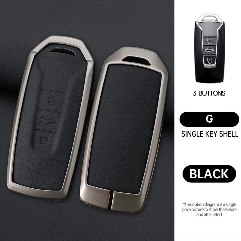 Styling Mouldings Leather Car Remote Key Case Fob Cover Holder Shell Bag For VW Volkswagen Touareg 2019 2020 2021 2022 Auto Keyc