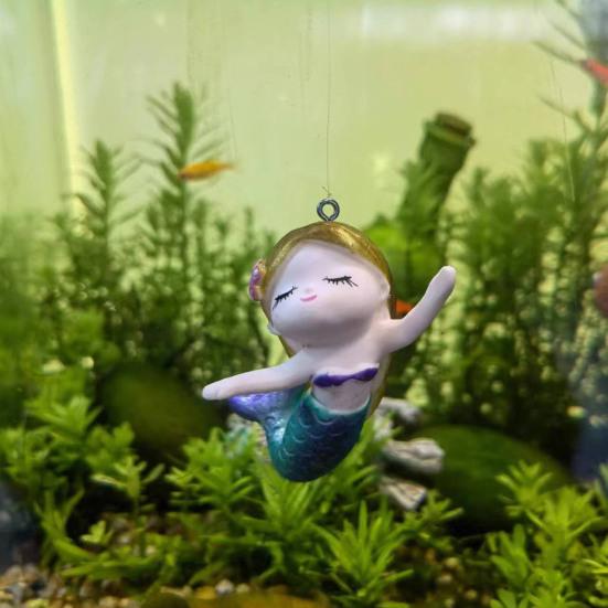 Mermaid Figurine Fish Tank Ornament Cartoon Shape Adorable Appearance Eco-friendly Mini Aquarium Floating Decor Accessories