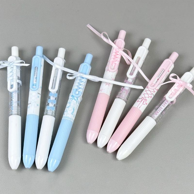 4Pcs Lace Ribbon Gel Inks Pen Retractable Gel Pen Ergonomic Grip 0.5MM Tip Fast Drying Inks for Office School Supplies