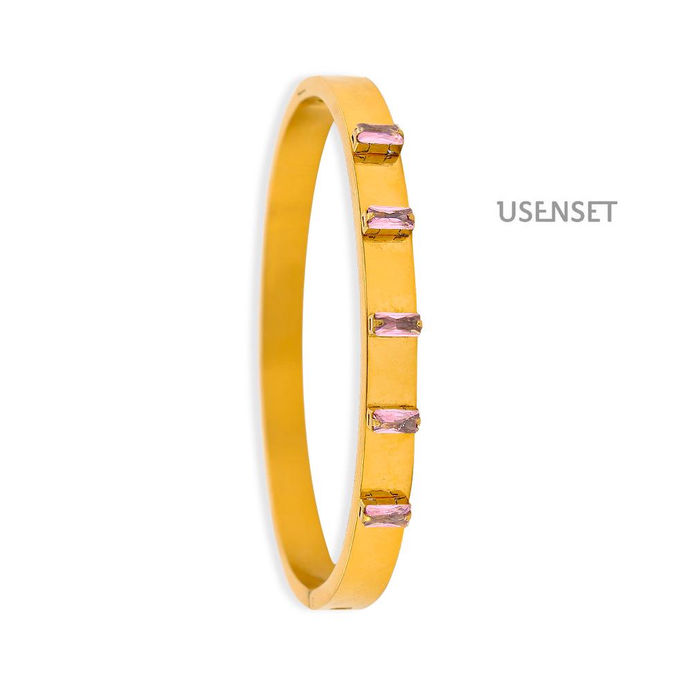French Luxury Zirconia-Inlaid Stainless Steel Openable Square Bracelet - High-End Cold Aesthetic