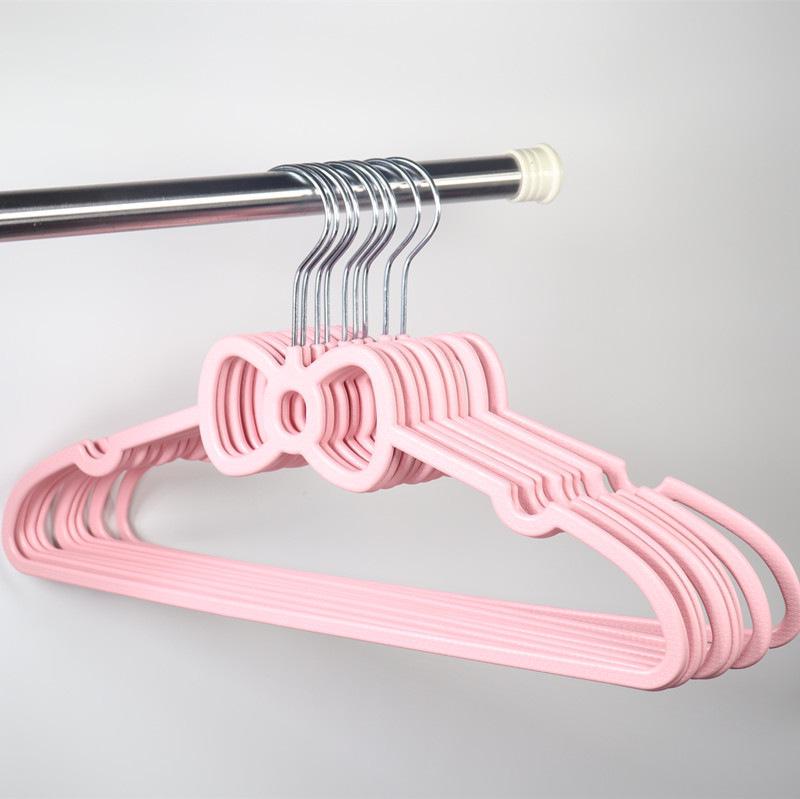 Heart-Shaped Non-Slip Clothes Hanger - Cute Pink Bow Design, Seamless for Wet & Dry Use