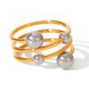 European-American Gold & Silver Color-Block Spherical Multilayer Open Ring - Versatile Titanium Steel Women's Ring