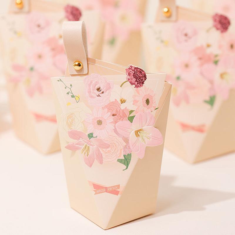 6Pcs/Pack Creative Paper Engagement Bouquet Valentine Theme European Style Candy Box