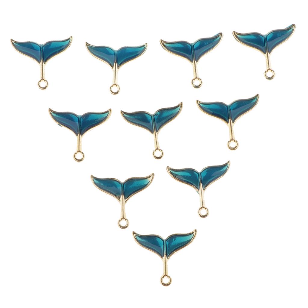 10x Enamel Tail Charms Pendants DIY Bracelet Necklace Crafts Silver Plated