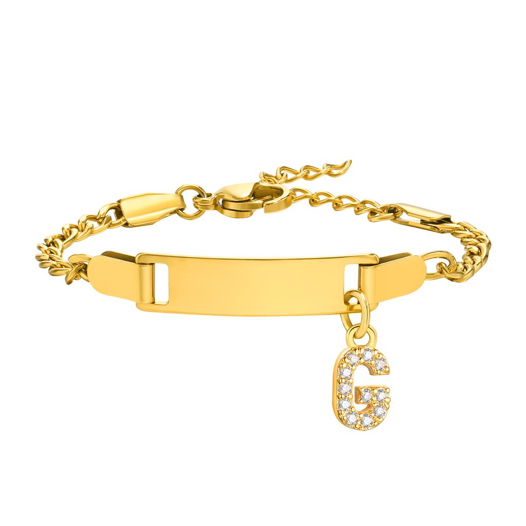 Bracelet Personnalisé au Nom Avec Initiales pour Garçon Fille, Gravure Gratuite Date ID Bracelet de Poignet Cadeau d'Anniversaire