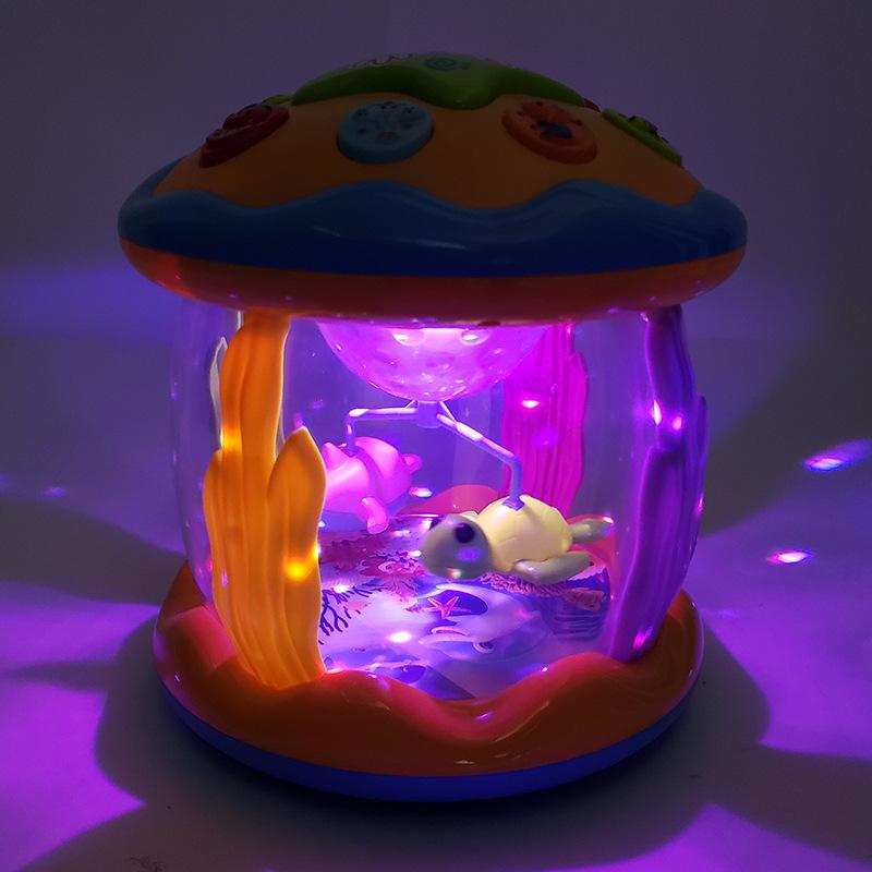 Lighting Music Projection Ocean Hand Beat Drum, Infant And Child Soothing Trojan Horse Drum Toy Puzzle Beat Drum