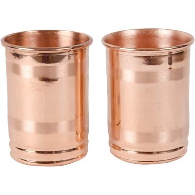 Seamless Pure Copper Drinking Serving Water Glasses Serveware Glass Tumbler Set of 2