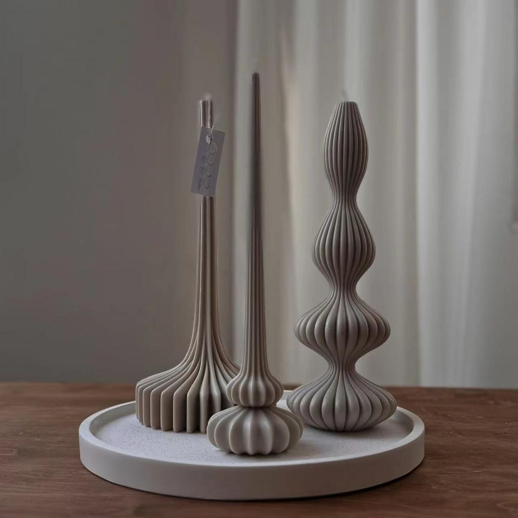 DIY Striped vase shaped candle silicone mold curved geometric cylinder Roman column vase candle mold Christmas gift gypsum mold