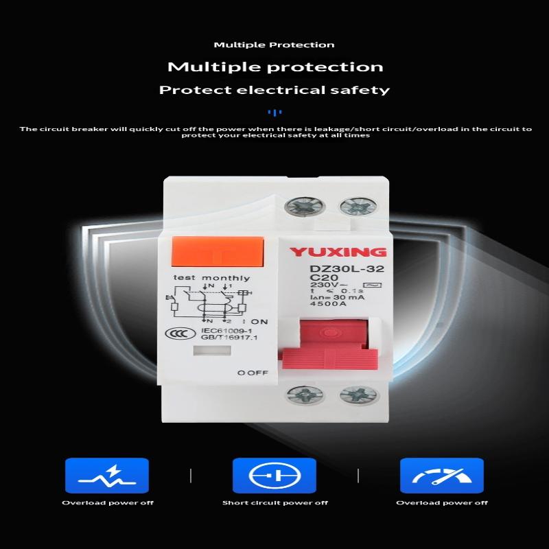 DZ30LE Residual Current Circuit Breaker 230V 1P+N Residual Circuit Breaker With Over And Short Current Leakage Protection RCBO M