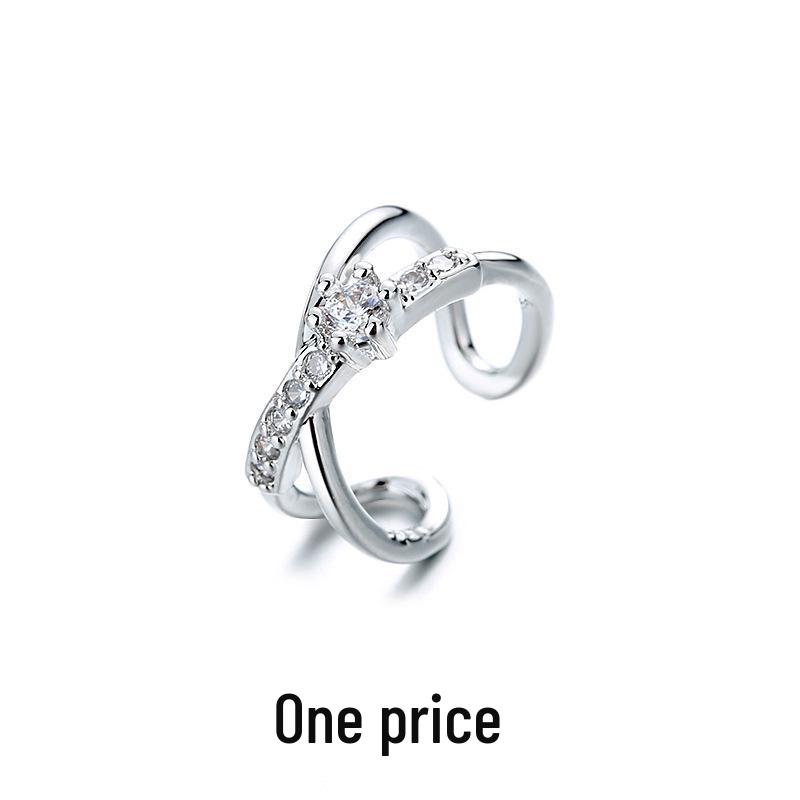 Zirkonia Doppel-Schicht Strass-Kreuz-Kette Ohne-Piercing Stern Ohr-Manschette für Damen