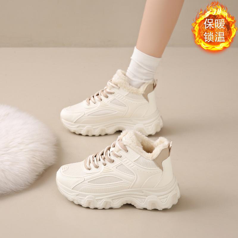 Winter neue Samt verdickte große Baumwollschuhe vielseitige Outdoor dicke Sohle erhöhend Dad Schuhe Mädchen Laufschuhe