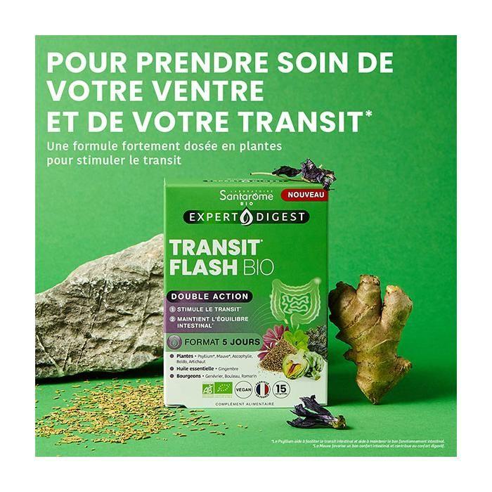 Santarome Transit Flash Bio - Double Action - 15 Comprimés