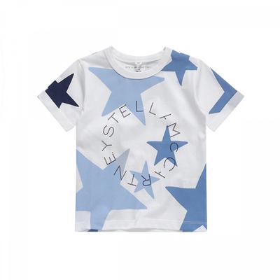 Stella Mccartney Ts8c11 Z0913 101mc Star Print Round Logo Kids Short Sleeve Tee