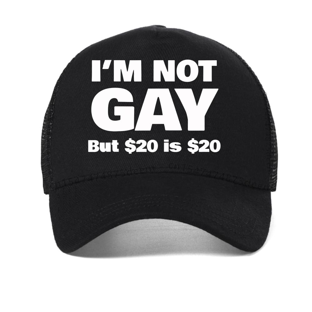 Ich bin nicht schwul, aber 20 ist 20 Aufdruck Baseballkappe Lässig Mann Bisexuell Lesbisch LGBT Schwul Grafikmützen Outdoor Atmungsaktive Trucker-Kappe
