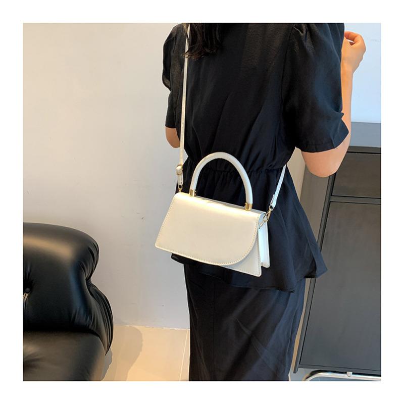 Elegant Solid Color Small Square Bag Trendy Minimalist Faux Leather Shoulder Handbag Fashion Crossbody Purse CLE