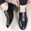 Leather Shoes Men slip on hole summer Luxury Business Men Dress Office Shoes High Quality Elegant Men Party Wedding Footwear