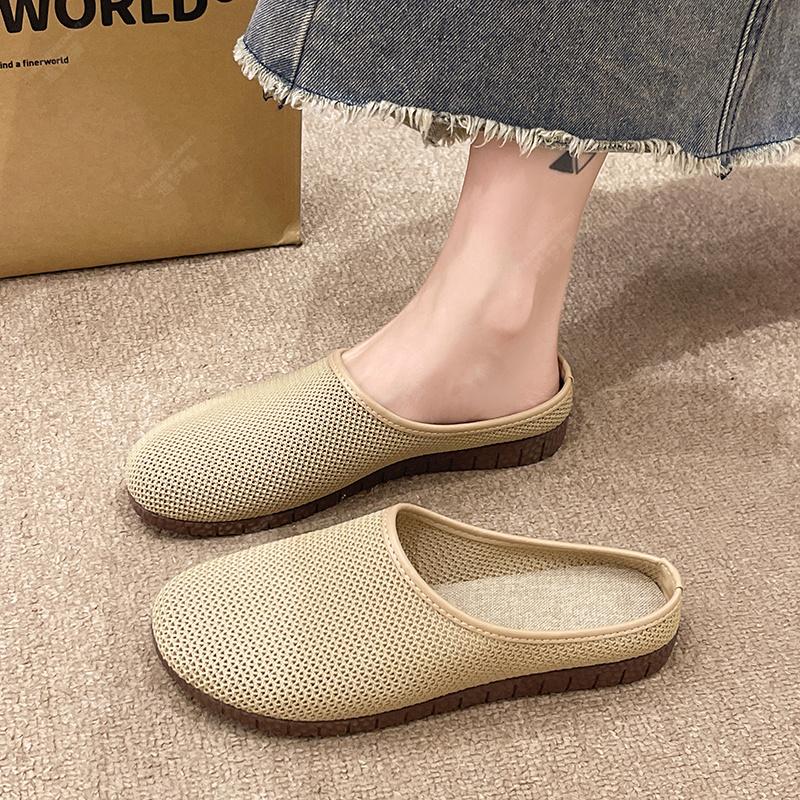 

Fashion women s shoes summer 2025 shoes on-slip Net shoes Wearing outside slippers Korean version breathable Nude shoe 41 хаки