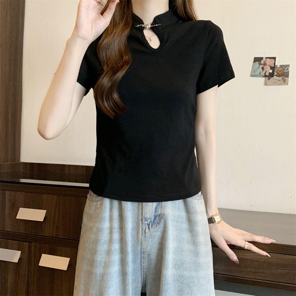

Women s Korean Style Slim Fit Short Sleeve T-shirt - Versatile & Chic Design Medium