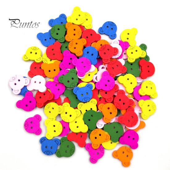 

100шт милый медведь деревянные пуговицы шитье карты для скрапбукинга искусство ремесло DIY декор