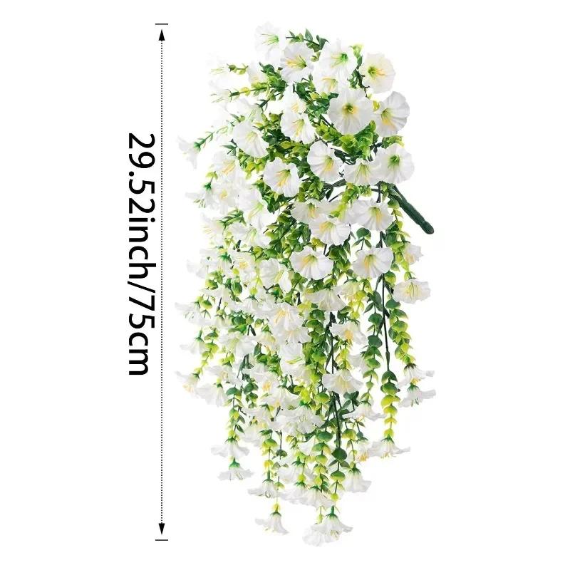 Durable Artificial Morning Glory Hanging Flowers UV Resistant Fake Garland for Home Garden Wedding Outdoor Party Decor