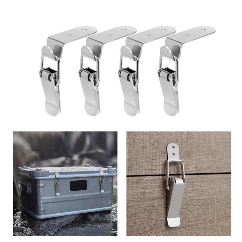 4pcs Heavy Duty Steel Clamp Lock Set Secure Box Fastener with High Tension Spring Spring Buckles Set Simple Installlation