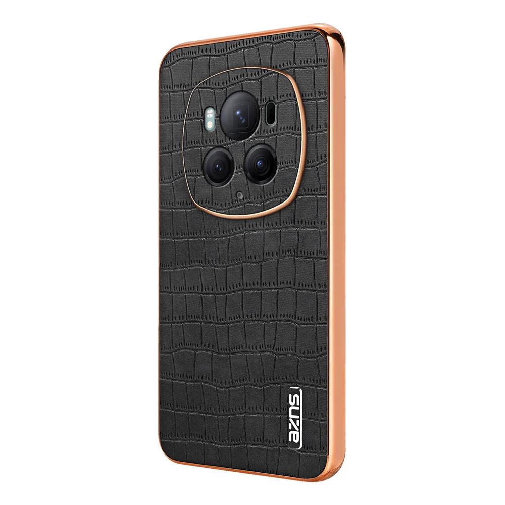 

Роскошный защитный чехол из кожи с крокодиловым узором для телефона Honor Magic 6 Pro Magic 6, противоударный чехол с электроплитой и мягкой подушкой безопасности For Honor Magic6 чёрный