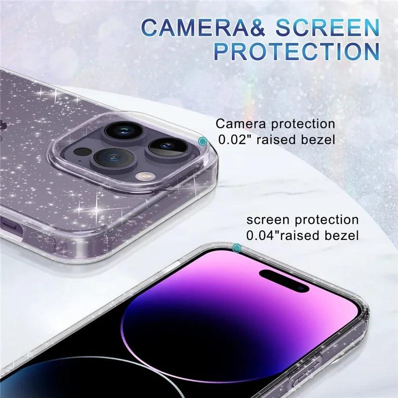 Crystal Clear Bling Glitter Case for IPhone 17 Air 14 13 11 15 16 Pro Max 12 Mini XS Plus 17Air 17Pro IPone Women Girls Cover