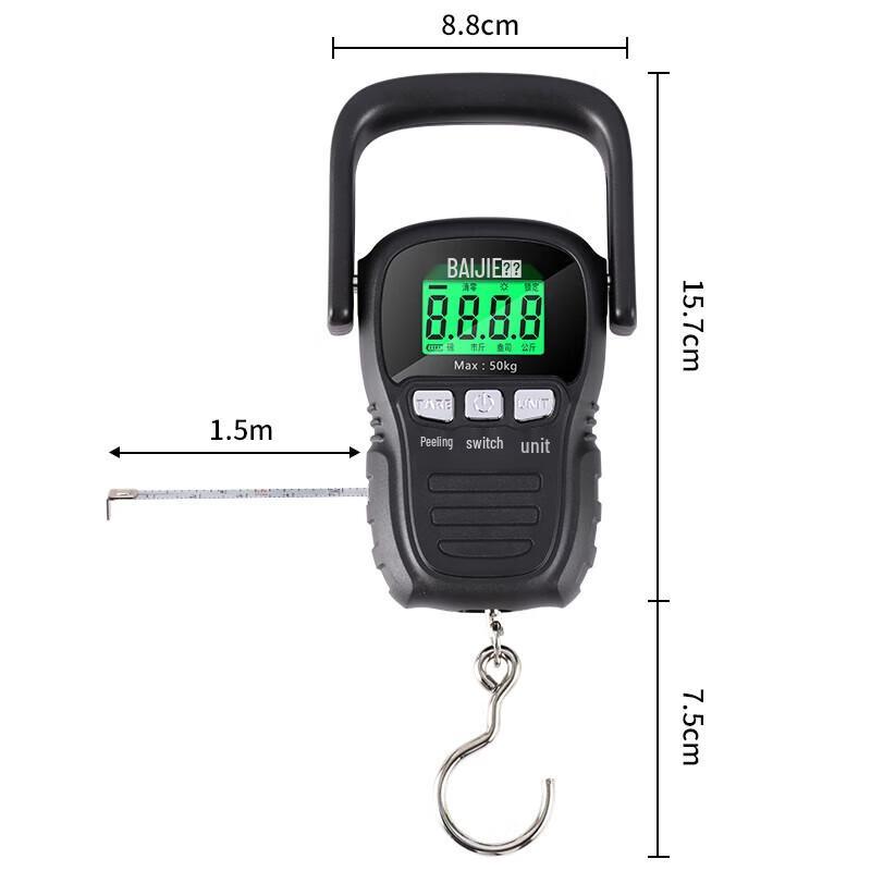 Baijie Portable Digital Luggage Scale with Tape Measure