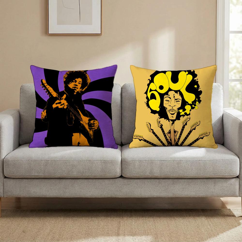 SingerJ-Jimi H-Hendrix Cushion Cover Multi-Scene Pillow Cover for Home & Car - Reversible, Soft & Durable for Daily Use