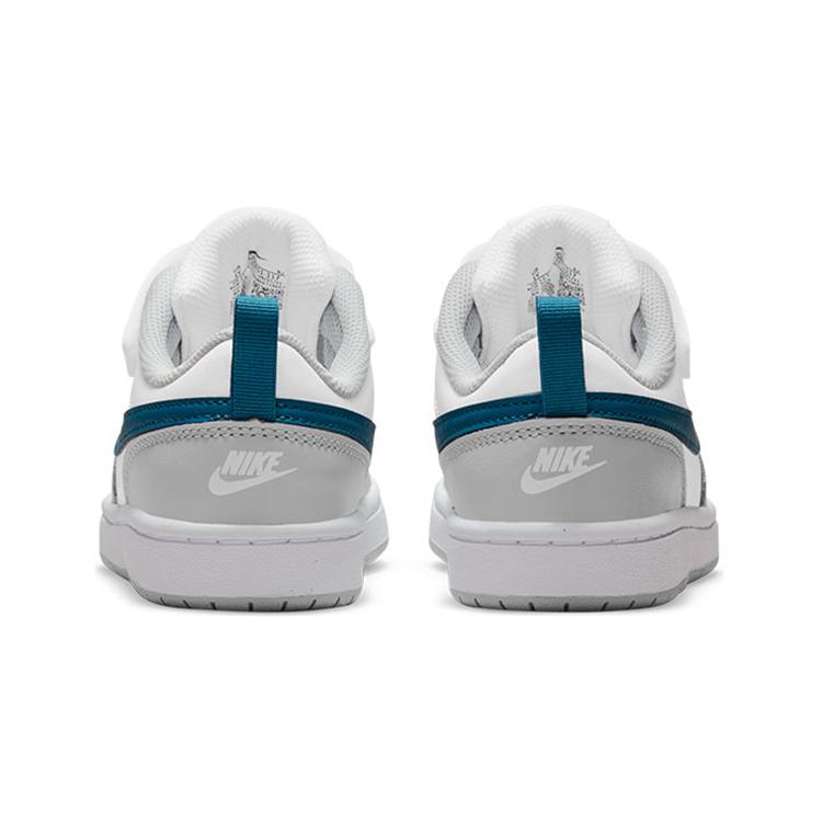 Nike Court Borough 2 Low Top Skateboard Shoes White Gray Blue Kids' BQ5451-117