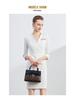 Formal Pleated V-Neck Slim Dress for Beauty Salon Receptionist