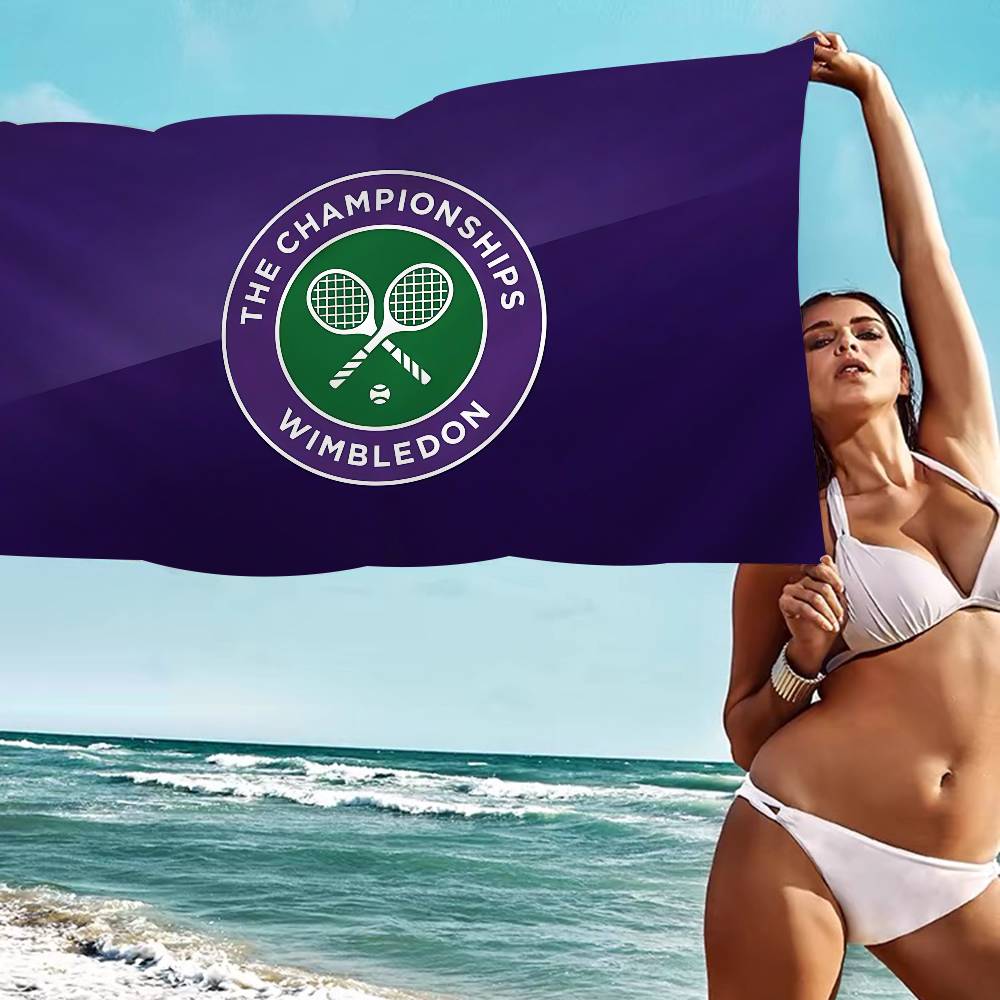 W-Wimbledon Pattern Microfiber Printed Beach Towel Mountain Climbing Yoga Beach Swimming Running Absorbent Soft Towel