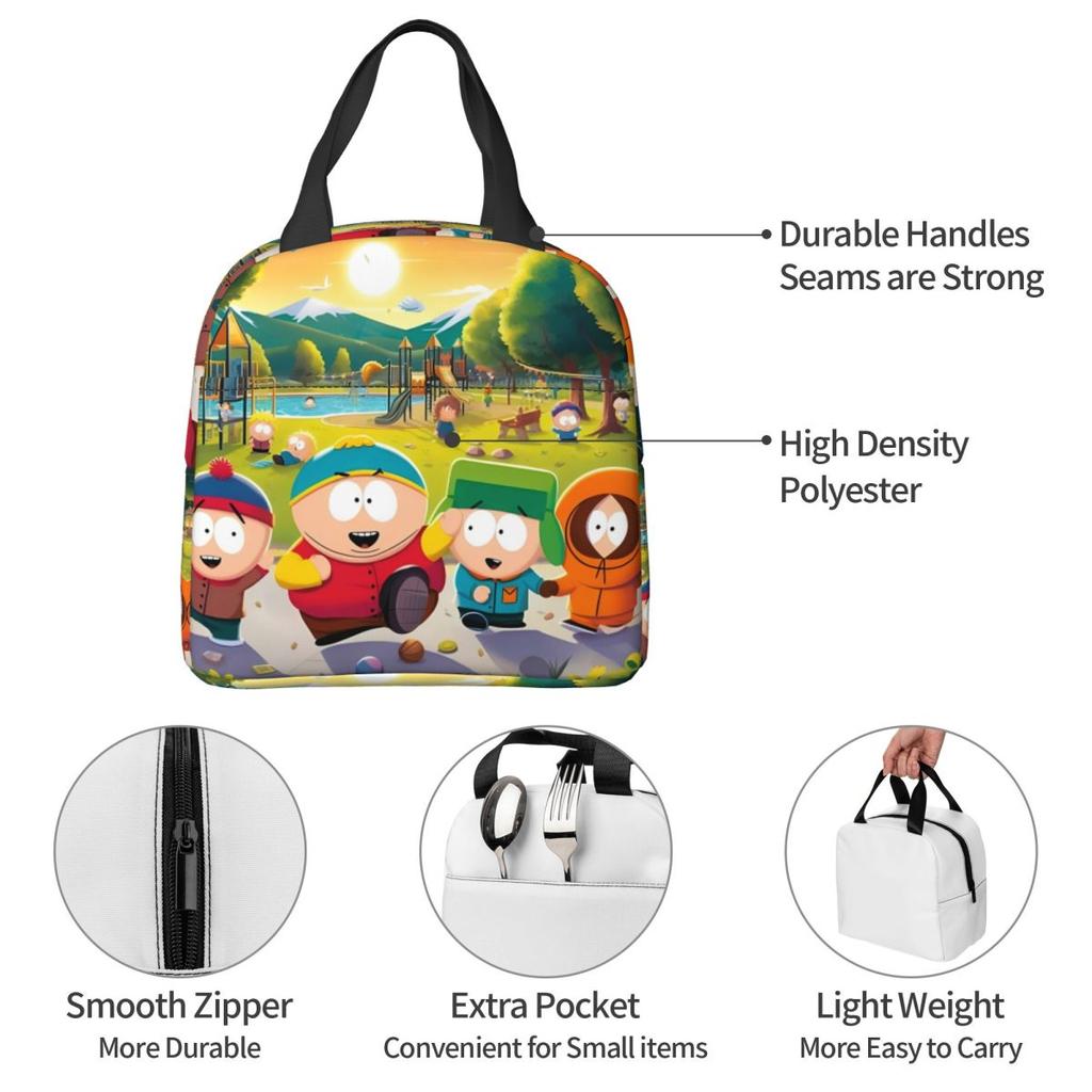 Southpark TV Show Merch Insulated Lunch Bag For School Storage Food Boxes Reusable Cooler Thermal Bento Box