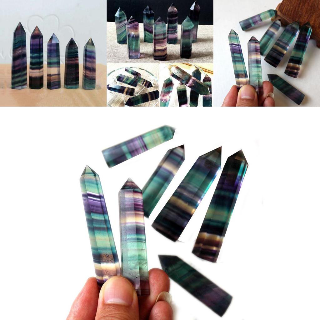 Elegant Natural Fluorite Quartz Crystal Stone Healing Amethyst Hexagonal Wand Point For Wellness And Balance