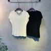 C S In The Room Todd ShirrIng Cap Sleeve KniT T ShirT 2Color