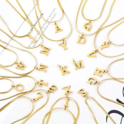 18K Titanium Steel Necklace with English Letter Pendant - Non-Fading, High-End Accessories