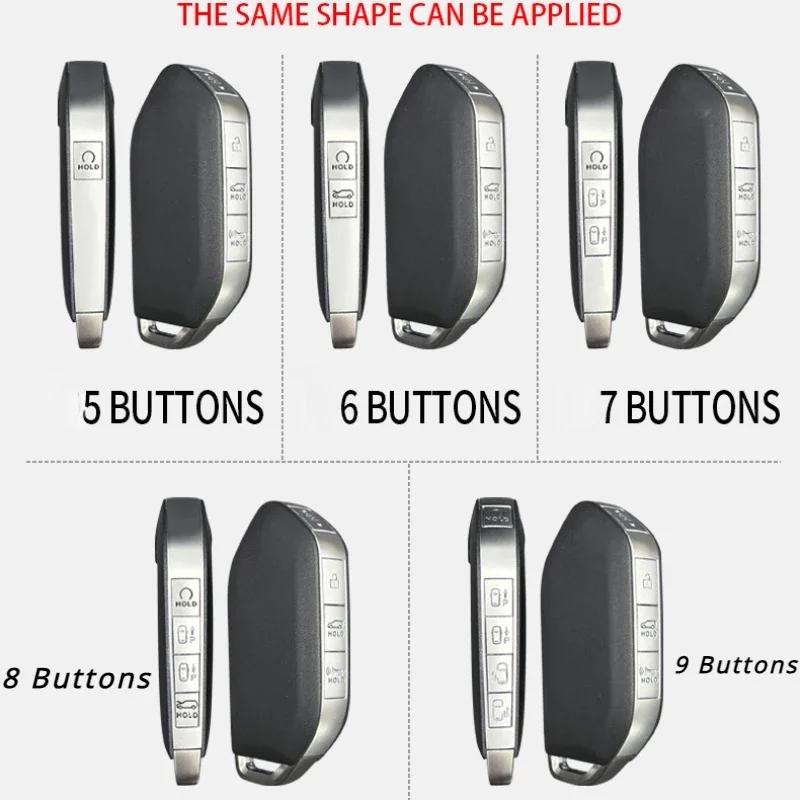 Zinc Alloy Leather 5 6 7 8 9 Bottons Car Key Case For 2024 Kia Picanto EV9 Sorento MQ4 Carnival K8 Morning K5 Carens RIO Seltos