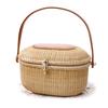 Teng Tian Nantucket Basket Bag with Lid, Women's Bag/Purse, Basket Bag, Popular Tote Bag, Vintage Handwoven Rattan Bag with Lining