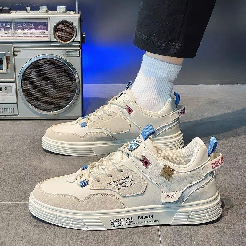 

Летняя мужская обувь, дышащие белые туфли, мужская мода, универсальная толстая подошва, спортивная повседневная обувь для сноуборда, модная обувь 44