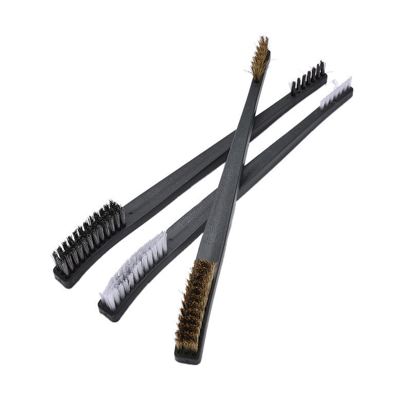 3X Mini Wire Brush Set Messing Nylon Rustfritt Børste Rengjøringsverktøy Rengjøringsmiddel