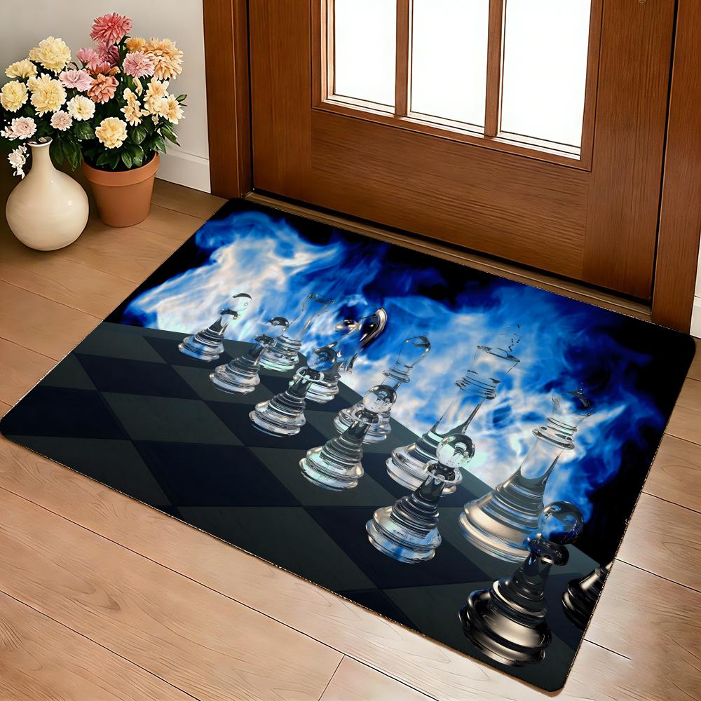 Chess Lovers Motivational Art Floor Mat Cozy Flannel Soft Thick Non-Slip Mat For Living Room Bedroom Kitchen Decor Rugs